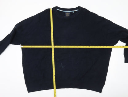 Hammond & Co Men’s Blue 4XL Waffle Knit Cotton Crew Neck Jumper