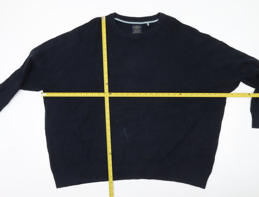 Hammond & Co Men’s Blue 4XL Waffle Knit Cotton Crew Neck Jumper