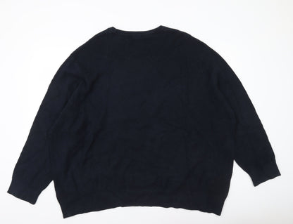 Hammond & Co Men’s Blue 4XL Waffle Knit Cotton Crew Neck Jumper