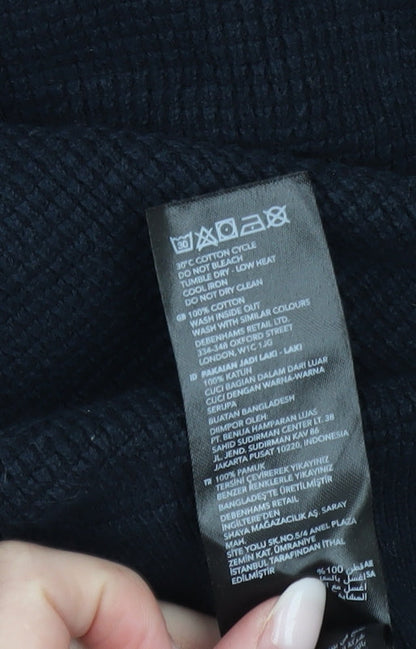 Hammond & Co Men’s Blue 4XL Waffle Knit Cotton Crew Neck Jumper