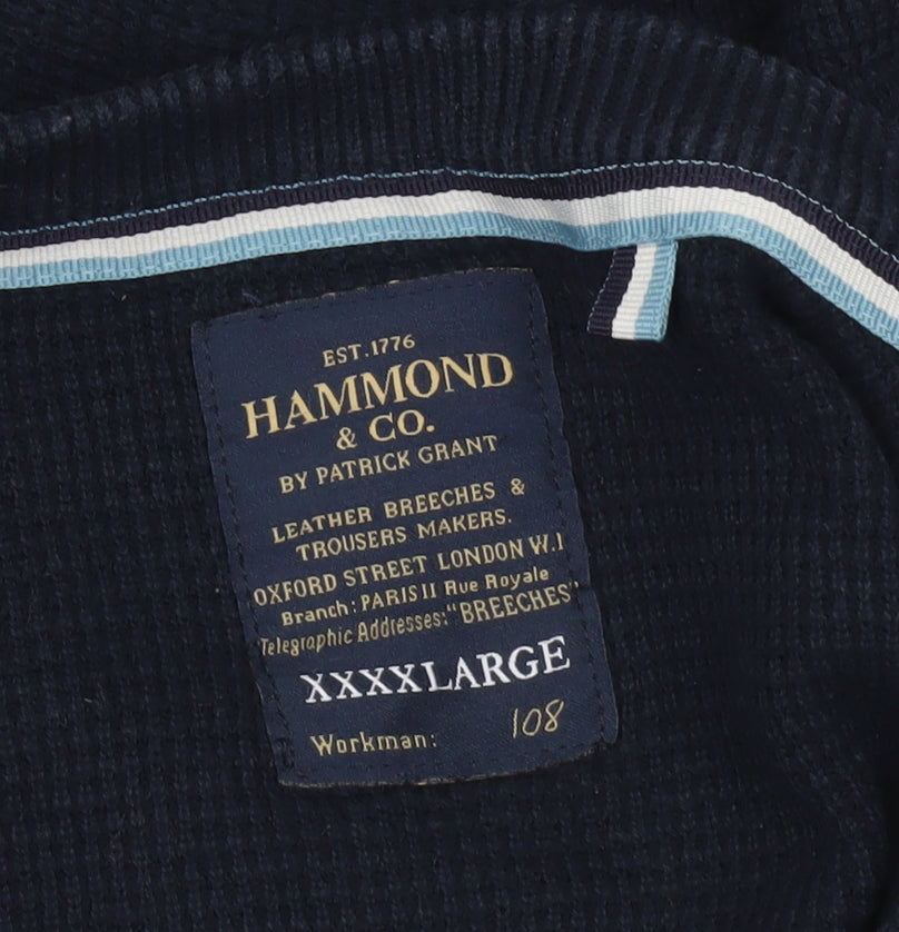 Hammond & Co Men’s Blue 4XL Waffle Knit Cotton Crew Neck Jumper