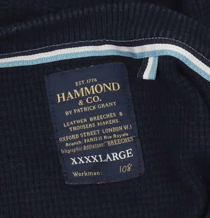 Hammond & Co Men’s Blue 4XL Waffle Knit Cotton Crew Neck Jumper