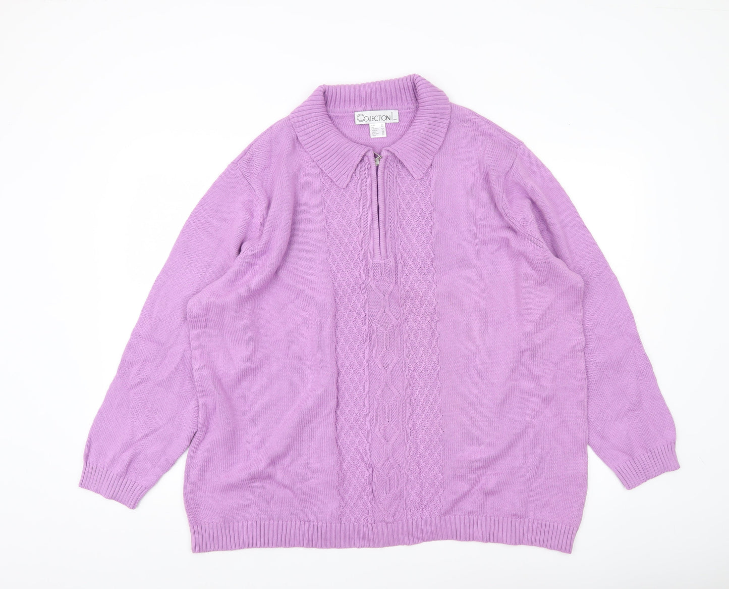 Womens UK Size 26 Collection L Purple Full Zip Jumper