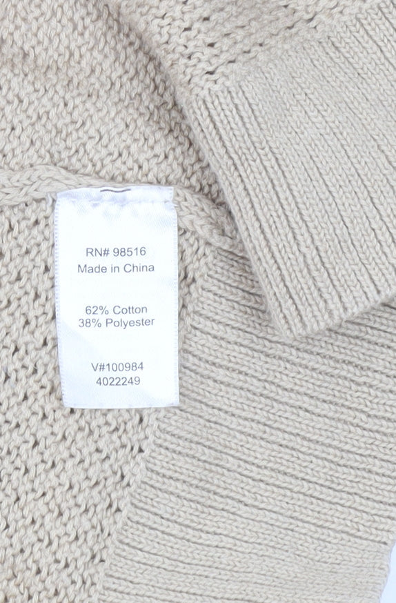 Coldwater Creek Women’s Beige Open-Knit Cardigan Size 14