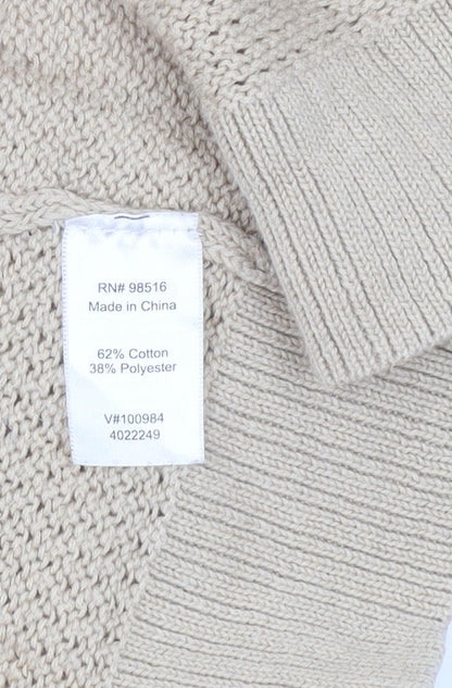 Coldwater Creek Women’s Beige Open-Knit Cardigan Size 14