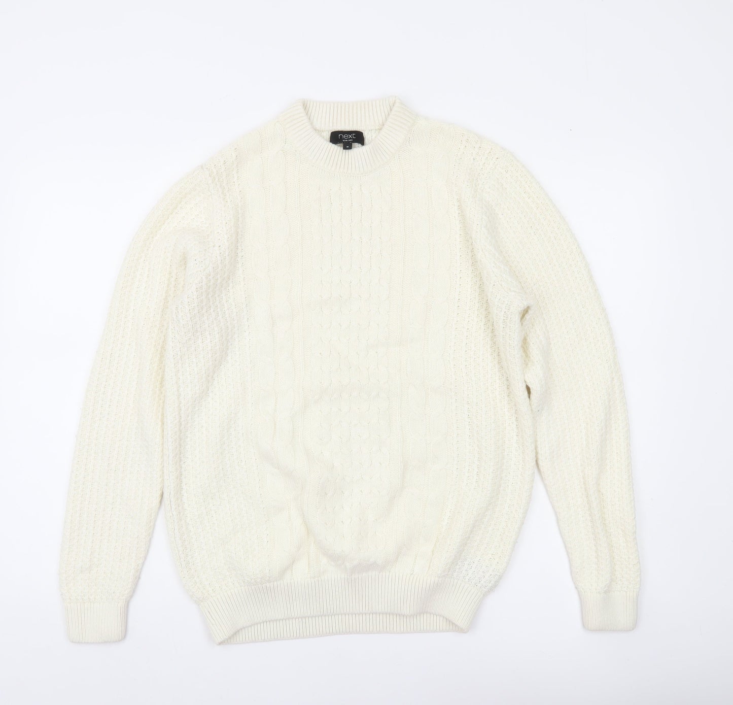 Next Men’s Ivory Cable-Knit Wool Blend Jumper Size M