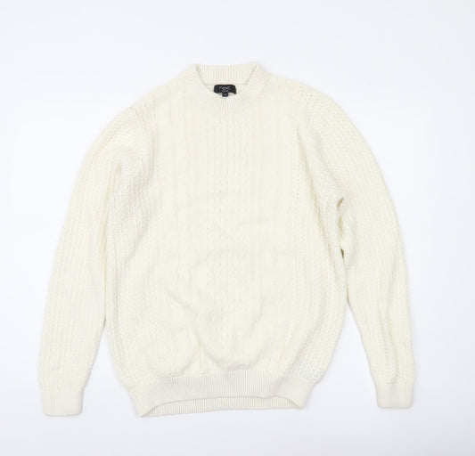 Next Men’s Ivory Cable-Knit Wool Blend Jumper Size M