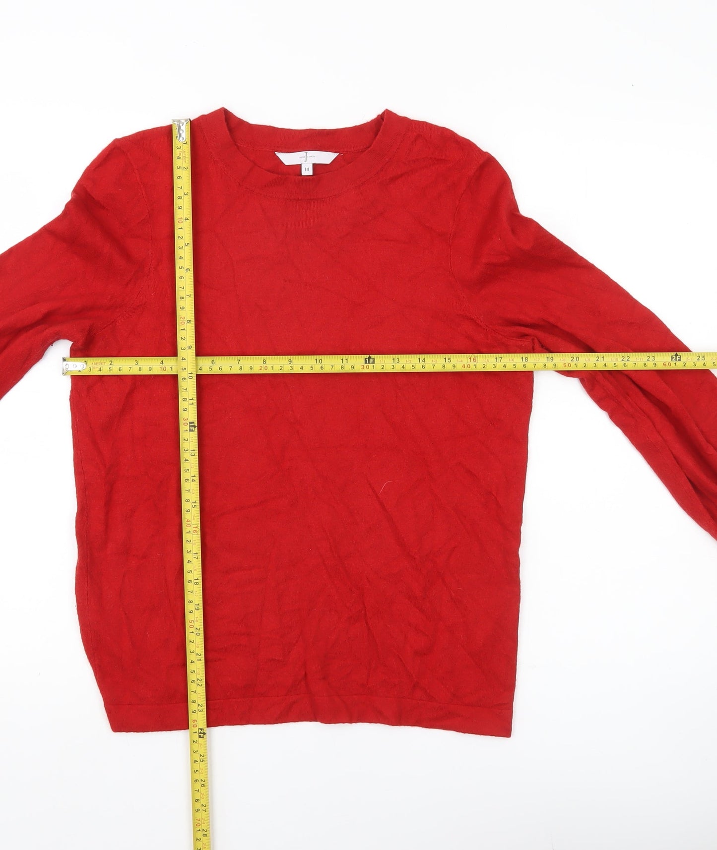 Jasper Conran Women’s Red Crew Neck Pullover Jumper Size 14