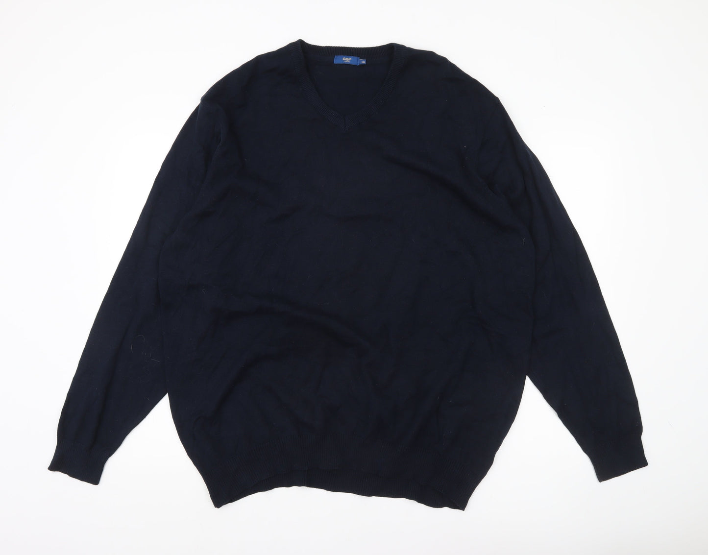 Cotton Traders Men’s Navy Blue 3XL V-Neck Cotton Jumper