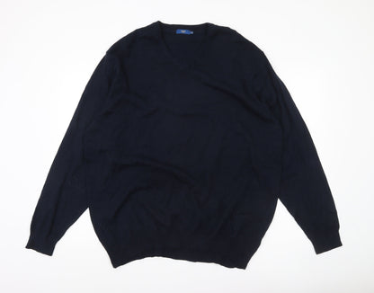 Cotton Traders Men’s Navy Blue 3XL V-Neck Cotton Jumper