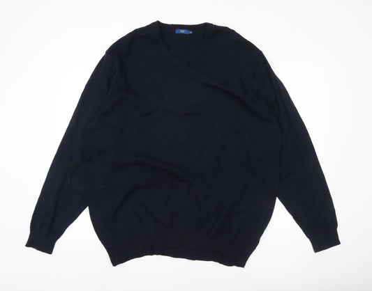 Cotton Traders Men’s Navy Blue 3XL V-Neck Cotton Jumper