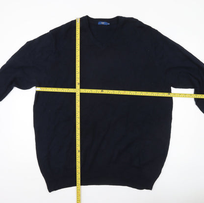 Cotton Traders Men’s Navy Blue 3XL V-Neck Cotton Jumper