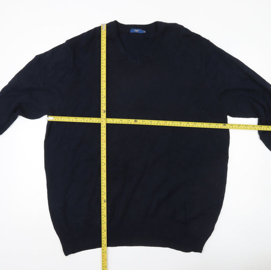 Cotton Traders Men’s Navy Blue 3XL V-Neck Cotton Jumper