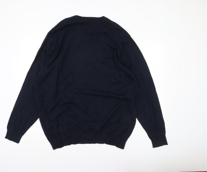 Cotton Traders Men’s Navy Blue 3XL V-Neck Cotton Jumper