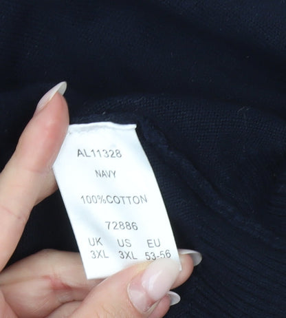 Cotton Traders Men’s Navy Blue 3XL V-Neck Cotton Jumper