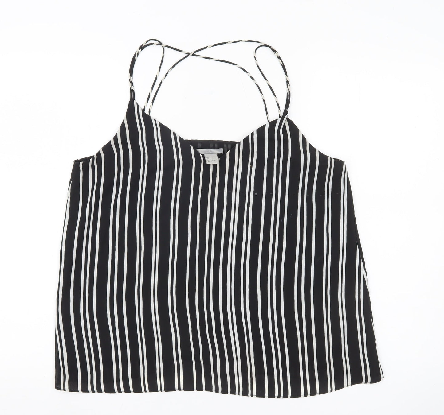 H&M Womens Black Striped Camisole Tank Top Size 12