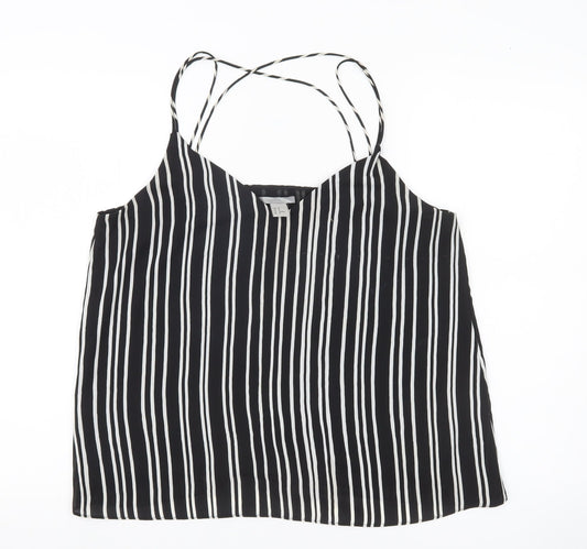 H&M Womens Black Striped Camisole Tank Top Size 12