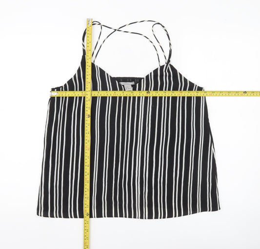H&M Womens Black Striped Camisole Tank Top Size 12