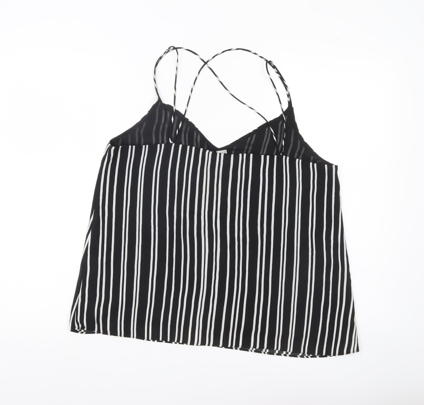 H&M Womens Black Striped Camisole Tank Top Size 12