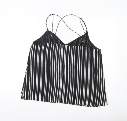 H&M Womens Black Striped Camisole Tank Top Size 12
