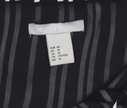 H&M Womens Black Striped Camisole Tank Top Size 12
