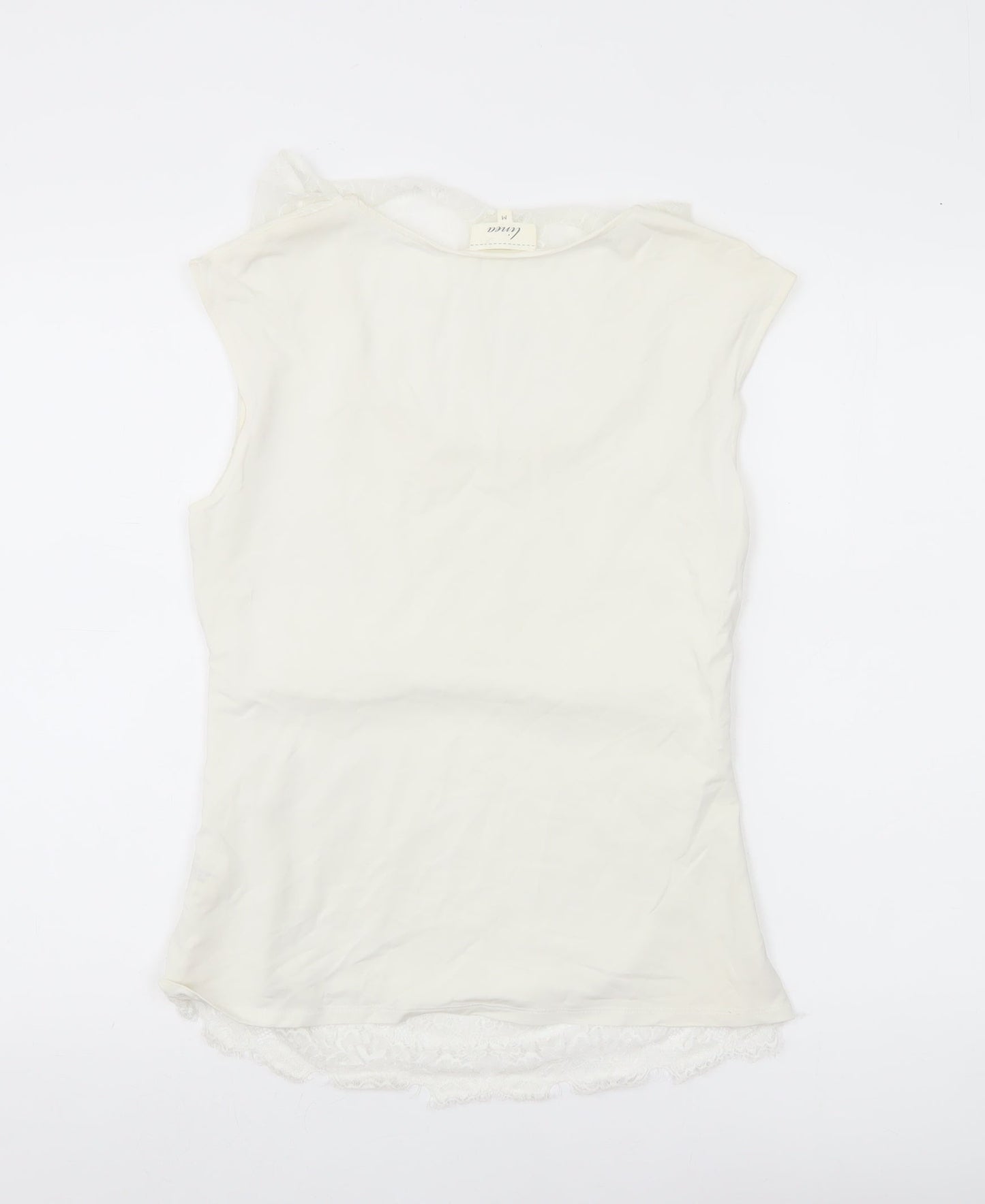 Linea Women’s Ivory Lace Cowl Neck Sleeveless Blouse M