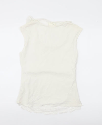 Linea Women’s Ivory Lace Cowl Neck Sleeveless Blouse M