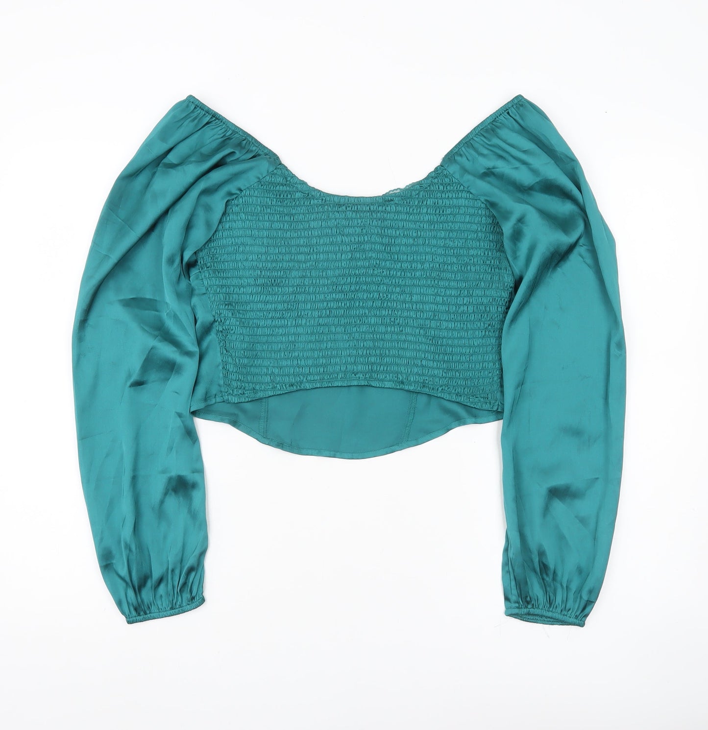 Womens UK Size L Hollister Green Cropped Blouse