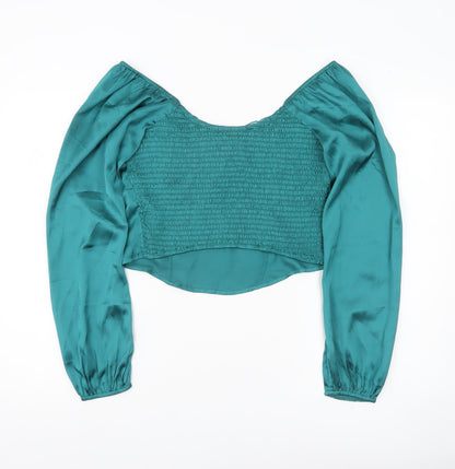 Womens UK Size L Hollister Green Cropped Blouse