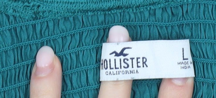 Womens UK Size L Hollister Green Cropped Blouse