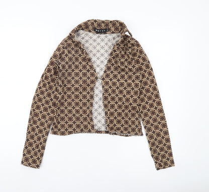 Womens UK Size XS Motel Brown Cropped Button-Up