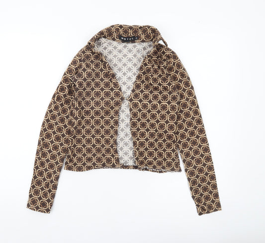 Womens UK Size XS Motel Brown Cropped Button-Up