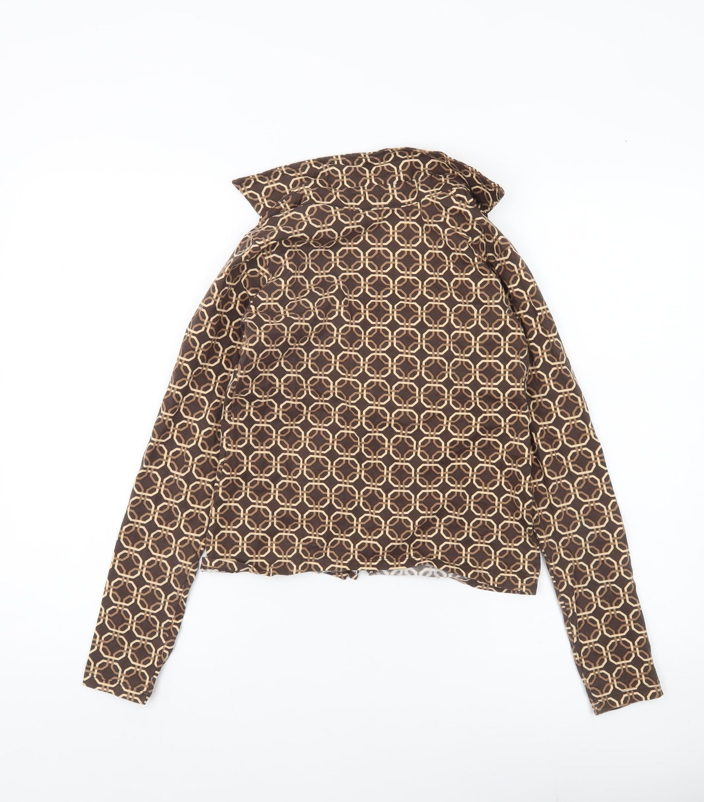Womens UK Size XS Motel Brown Cropped Button-Up