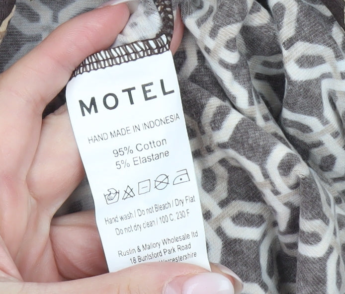 Womens UK Size XS Motel Brown Cropped Button-Up