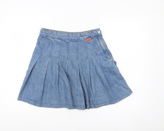 H&M Women Blue Denim Pleated Short Skirt Size 10