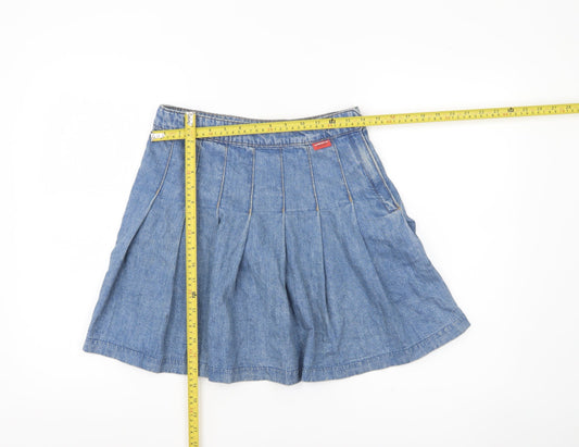H&M Women Blue Denim Pleated Short Skirt Size 10