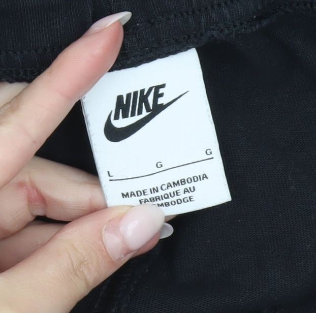 Nike Mens Black L Jogger Sweatpants Cotton Tapered Fit