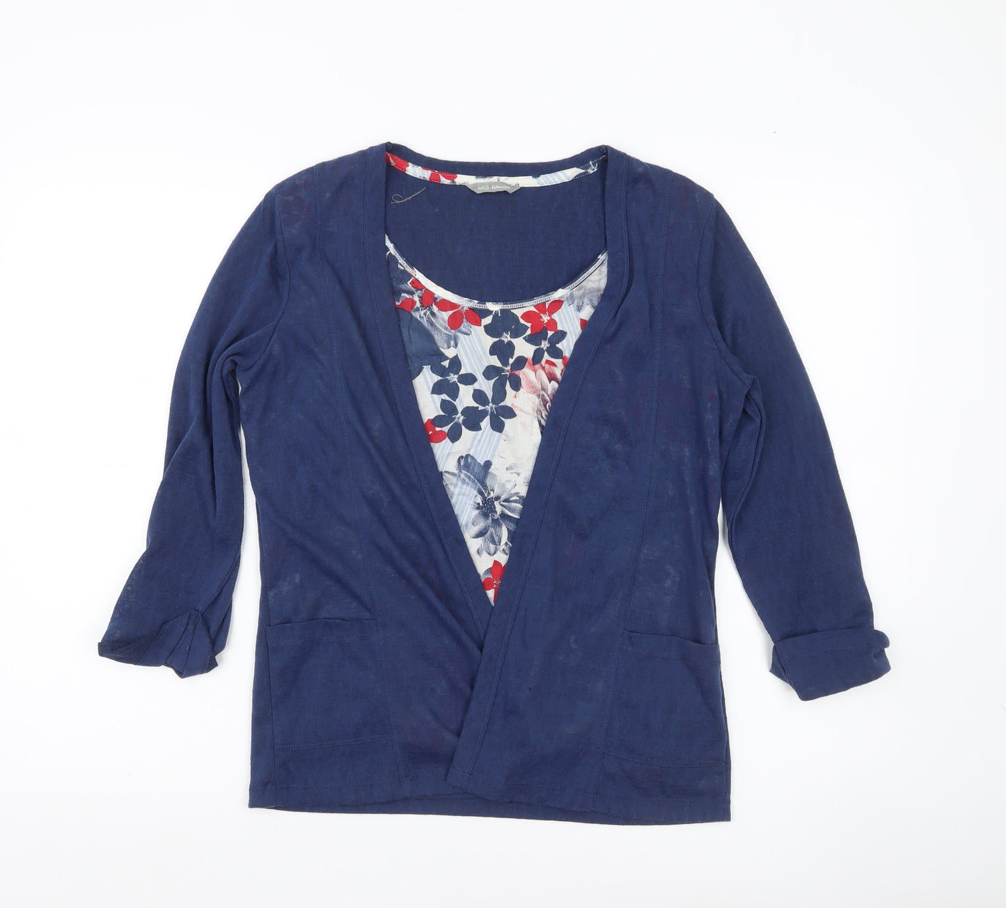 Womens UK Size 10 Marks and Spencer Blue Tunic Blouse