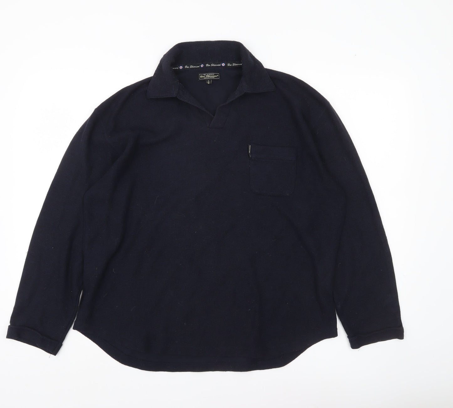 Ben Sherman Men’s Blue Collared Pullover Knit Jumper Size M