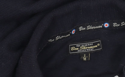 Ben Sherman Men’s Blue Collared Pullover Knit Jumper Size M