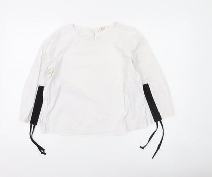 Esprit Women White Blouse Long Sleeve Round Neck Size S