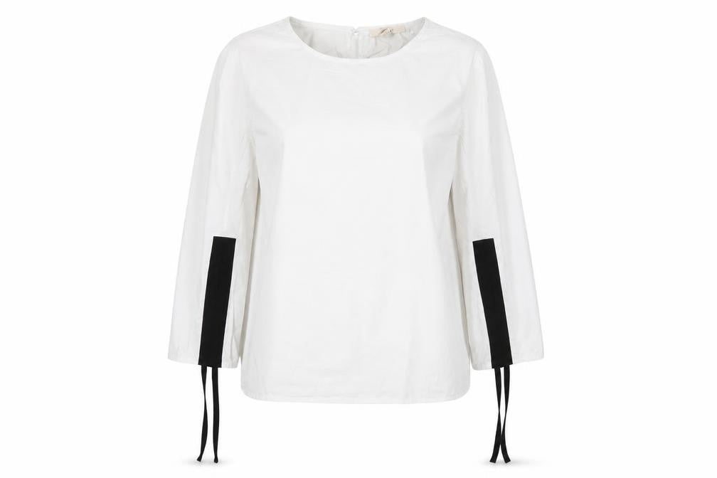 Esprit Women White Blouse Long Sleeve Round Neck Size S