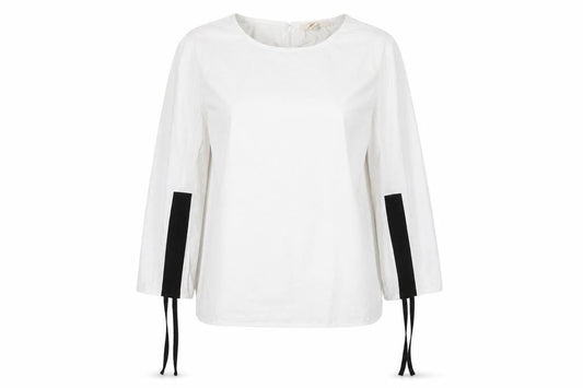 Esprit Women White Blouse Long Sleeve Round Neck Size S