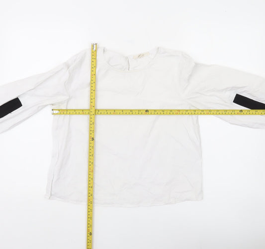 Esprit Women White Blouse Long Sleeve Round Neck Size S