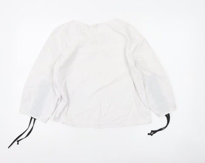 Esprit Women White Blouse Long Sleeve Round Neck Size S