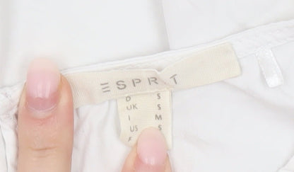 Esprit Women White Blouse Long Sleeve Round Neck Size S