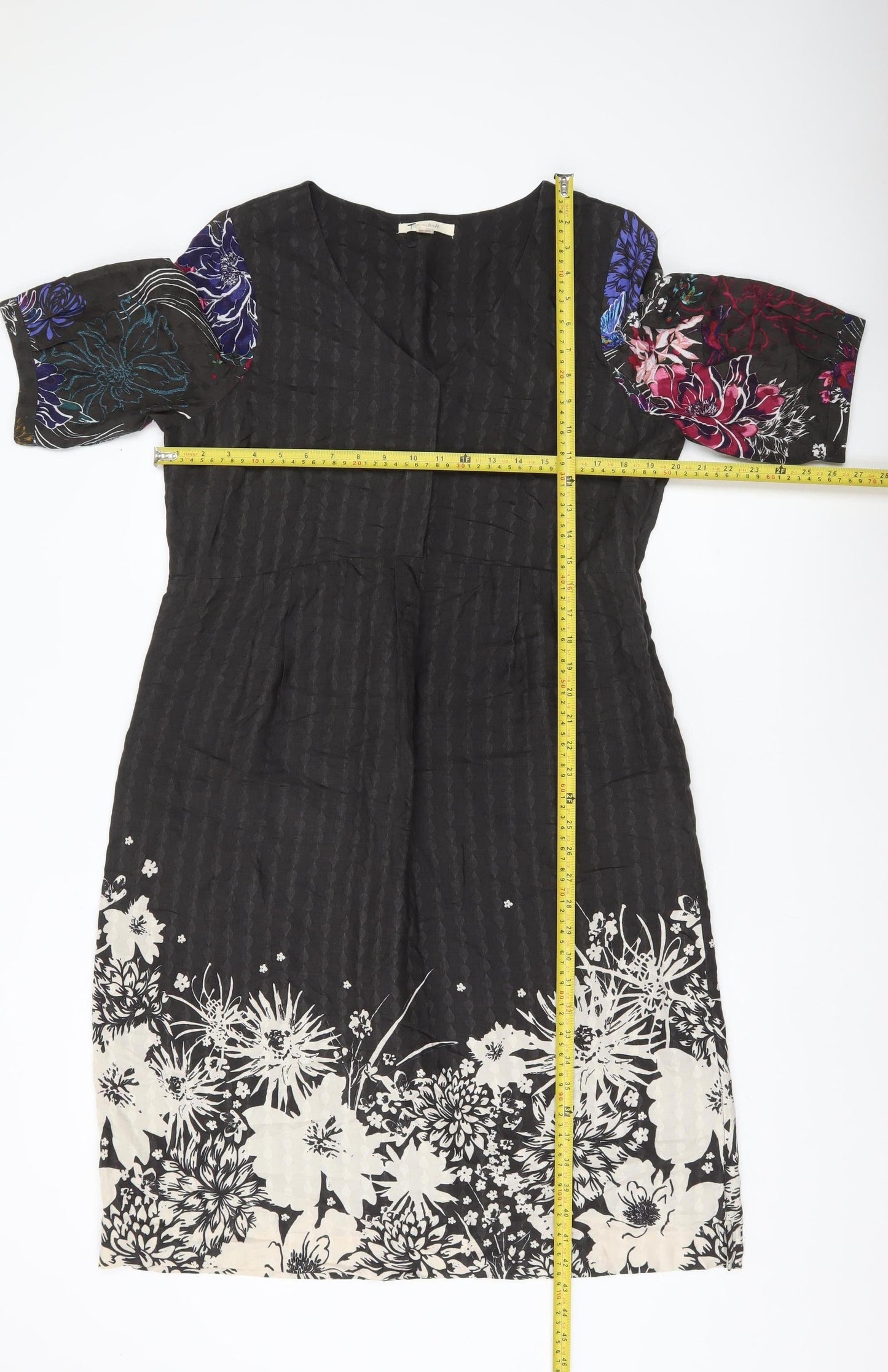 White Stuff Women’s Black Floral Shift Dress Size 14 Viscose