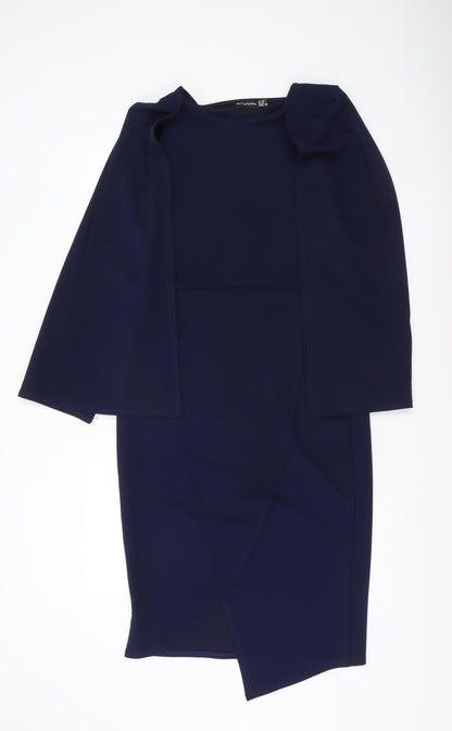 PrettyLittleThing Women’s Blue Size 16 Bodycon Cape Sleeve Dress
