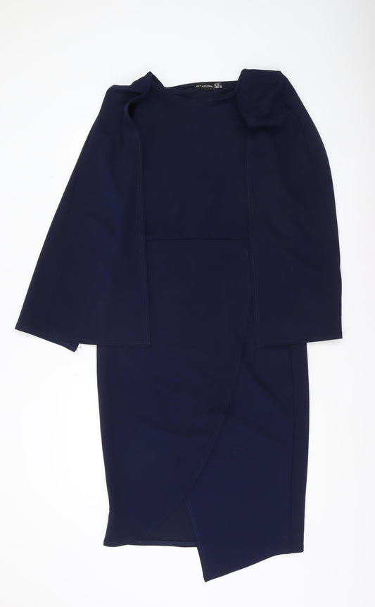 PrettyLittleThing Women’s Blue Size 16 Bodycon Cape Sleeve Dress