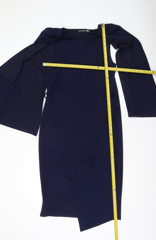 PrettyLittleThing Women’s Blue Size 16 Bodycon Cape Sleeve Dress
